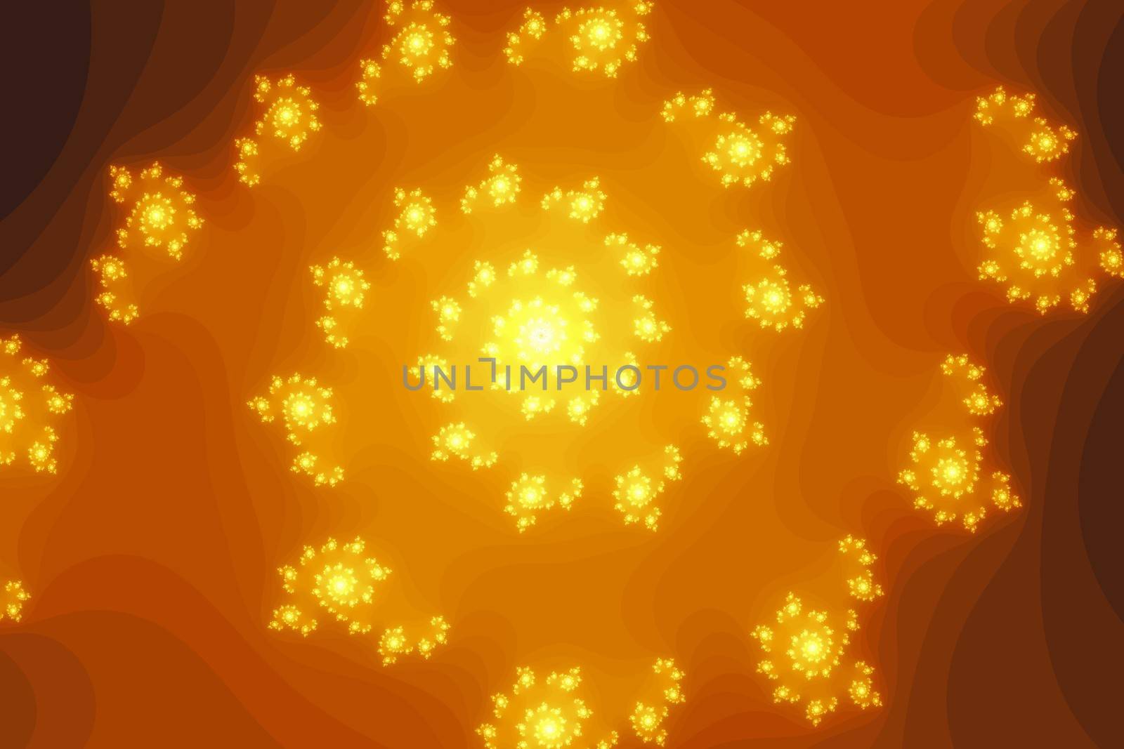 Golden and yellow spiral type of fractal.