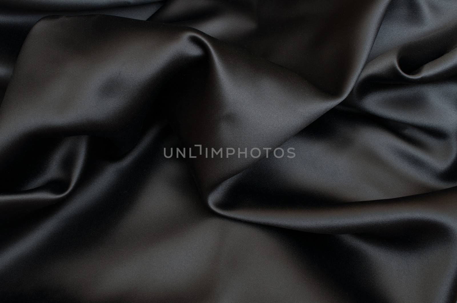 Black Texture - Dark Wavy Glossy Silk Drapery - Shallow Depth of Field