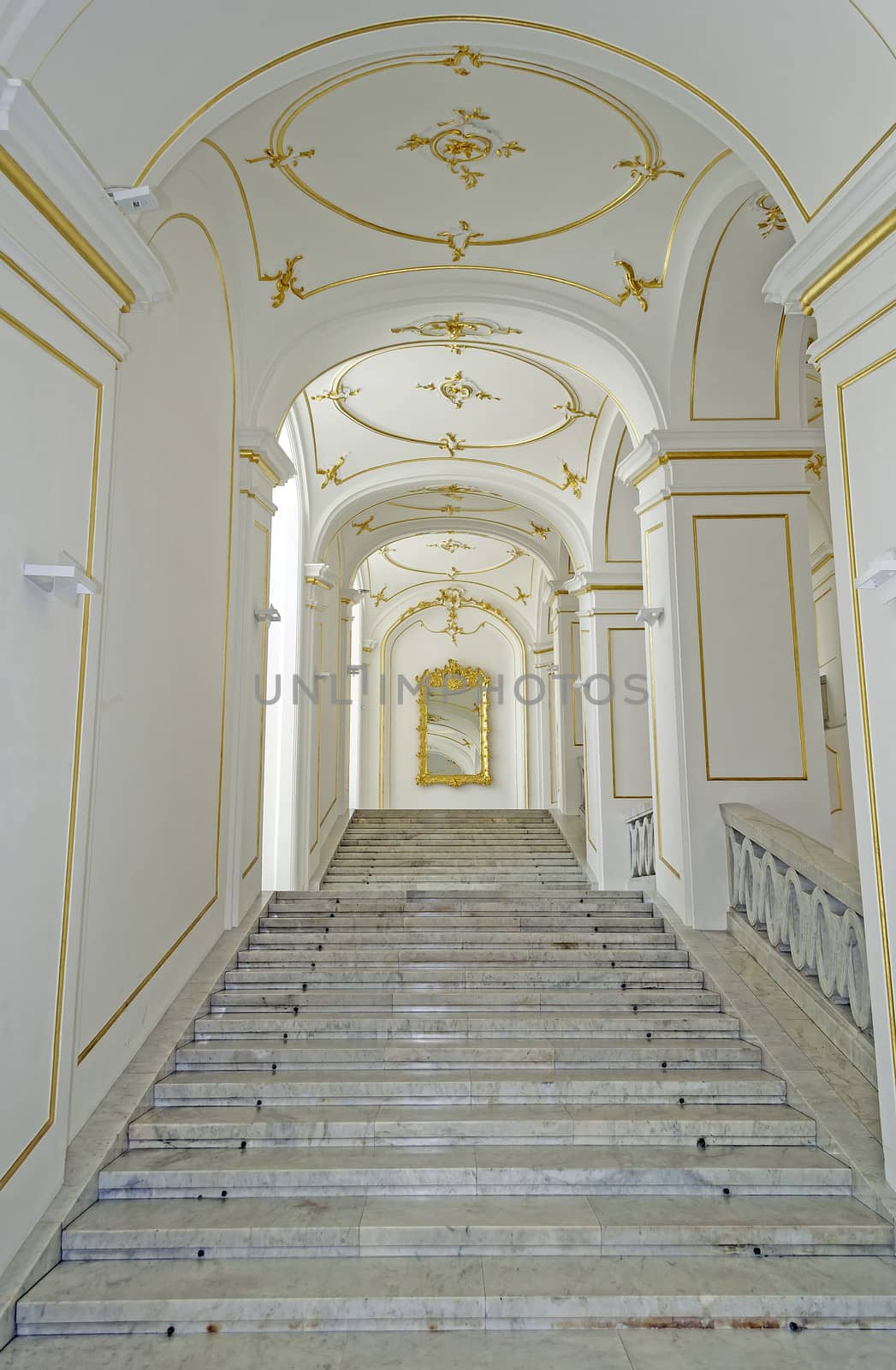 Marble entrance stair at the Bratislava Castle, in Slovakia.