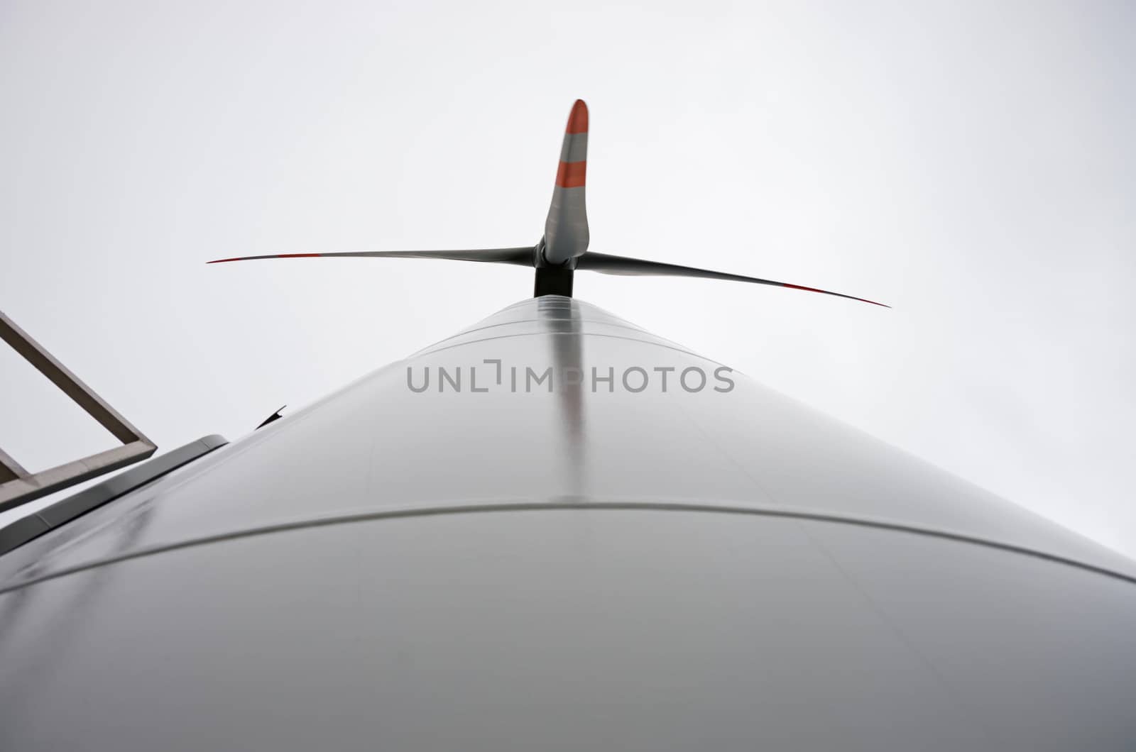 Detail of a wind turbine located on the hills near Riparbella in Tuscany