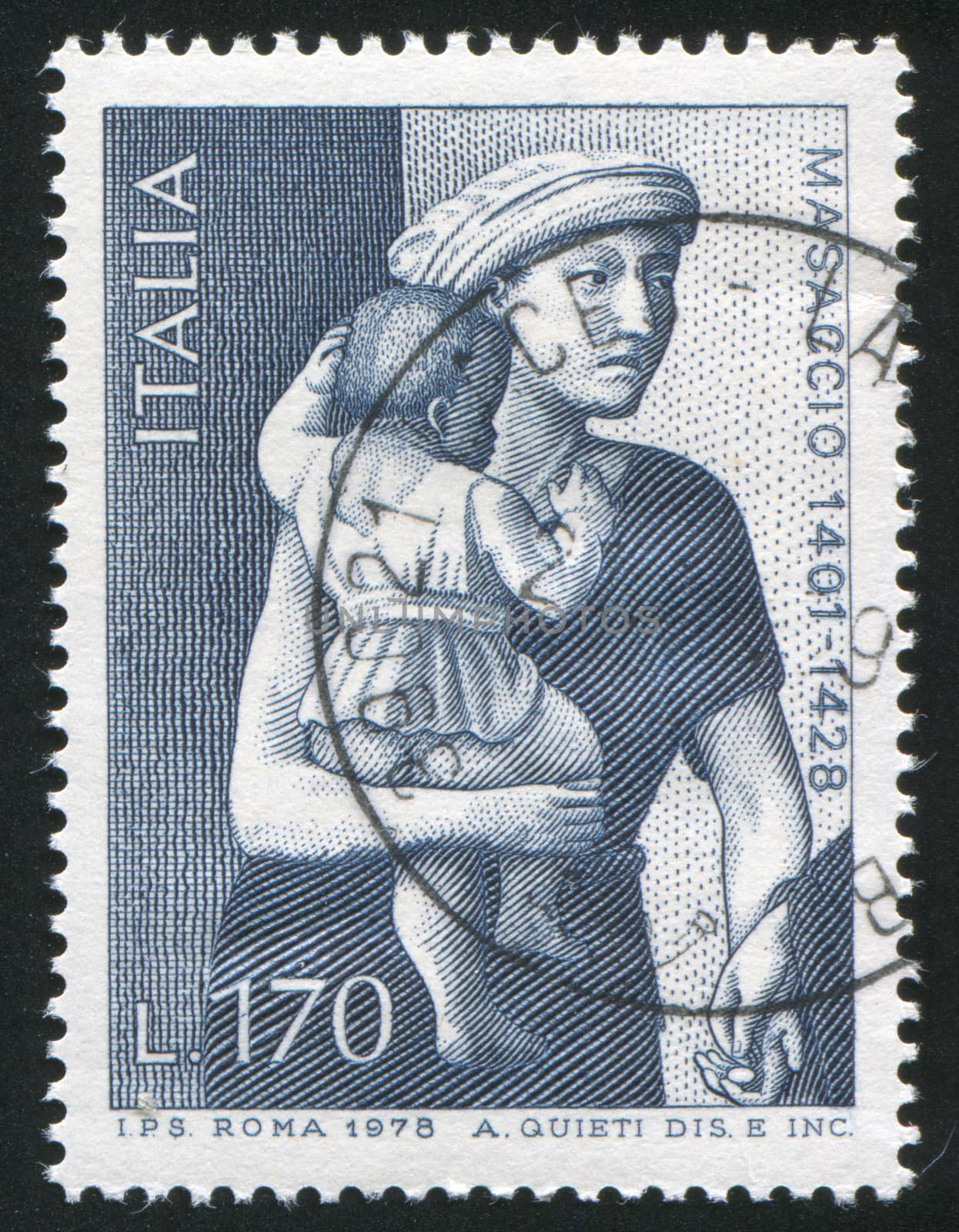 ITALY - CIRCA 1978: stamp printed by Italy, shows Mother and child by Masaccio, circa 1978