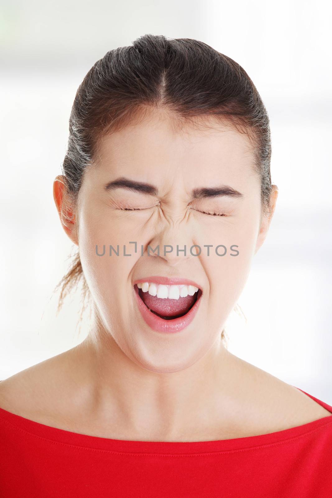 Screaming woman portrait