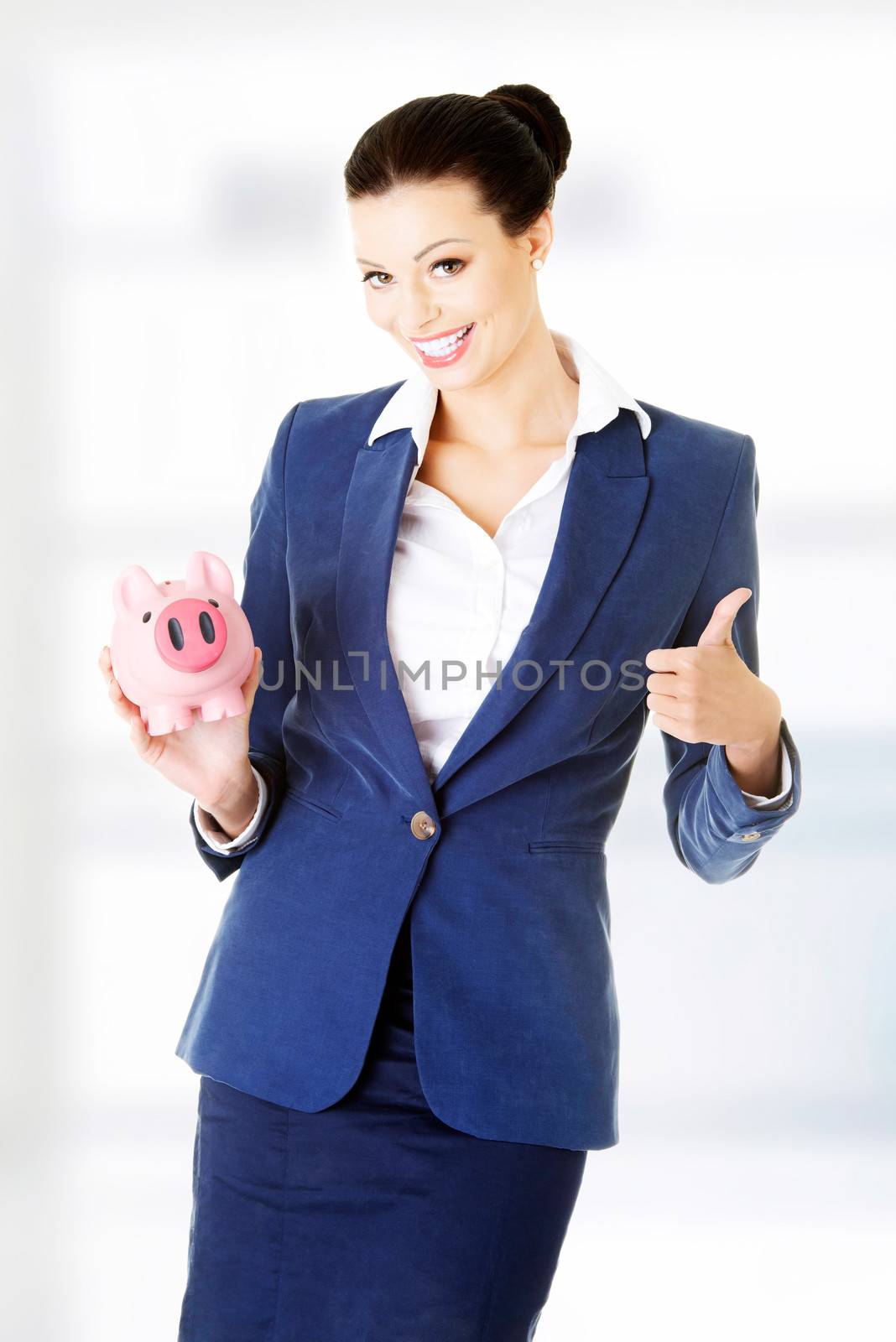 Portrait of young businesswoman isolated on white