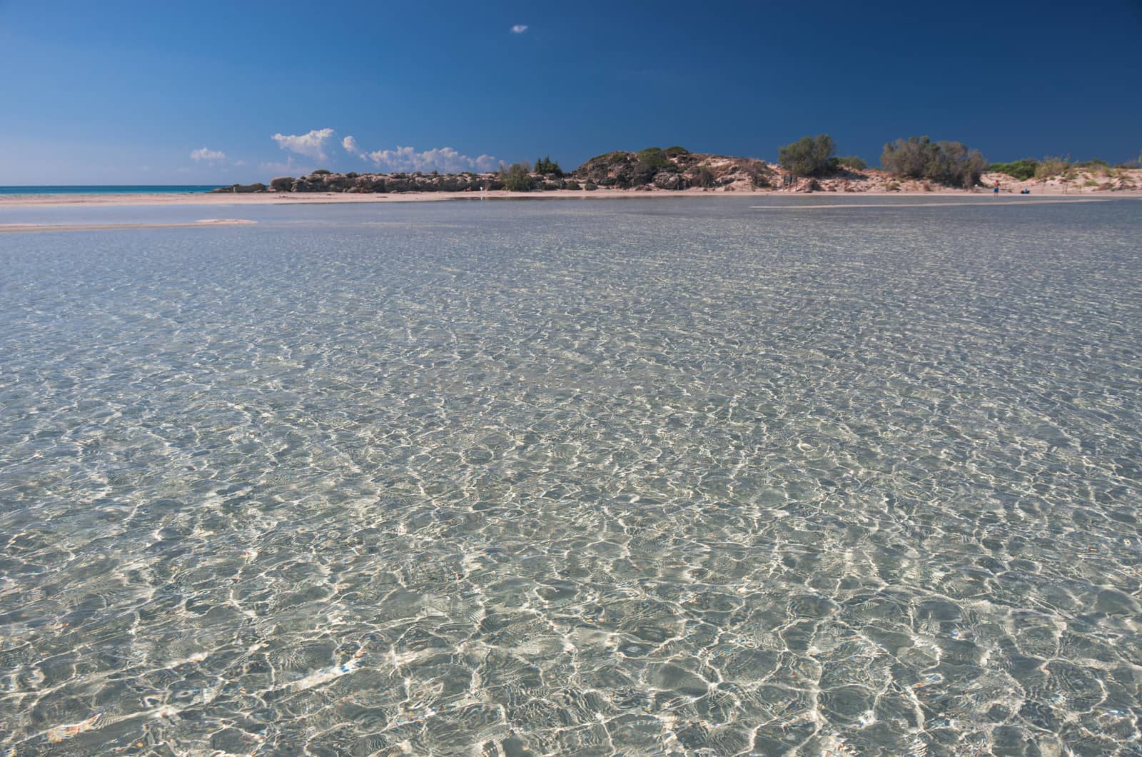The transparent waters of Elafonisi in Crete island