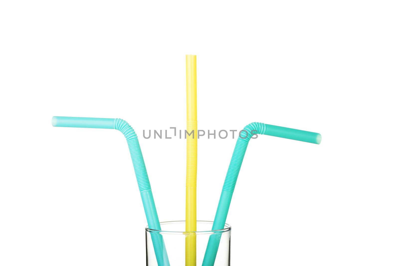 Colorful straws. Vertical view. Isolated on white.