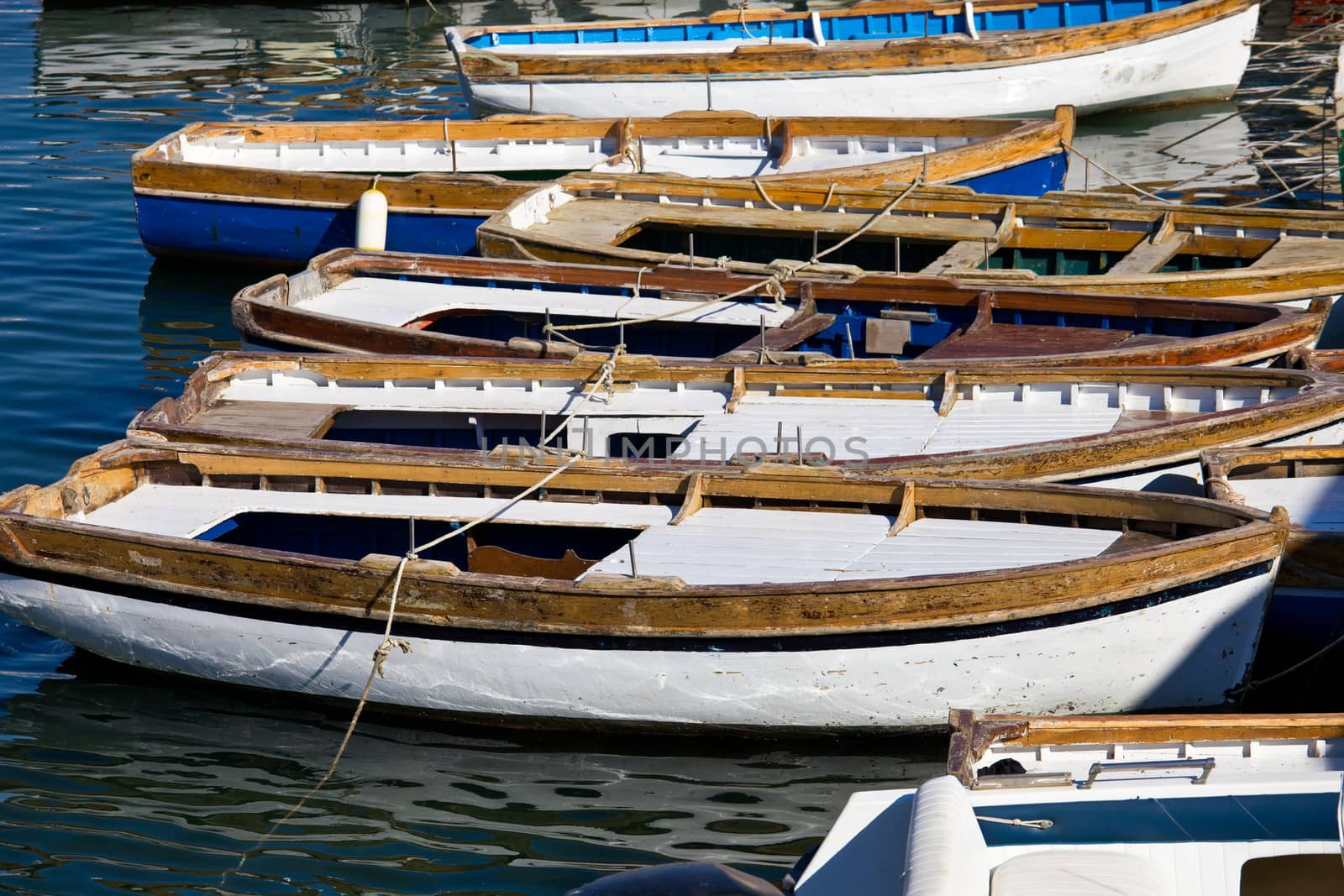 Boats in beautiful marina of Mergellina zone, Naples, Italy