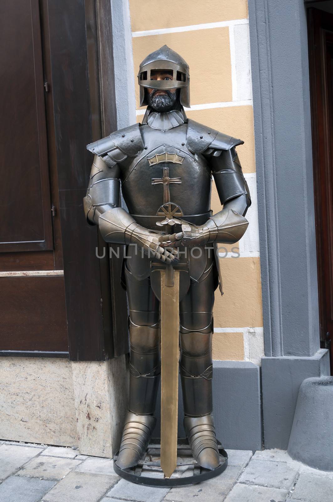 Image of a standing medieval knight armour.