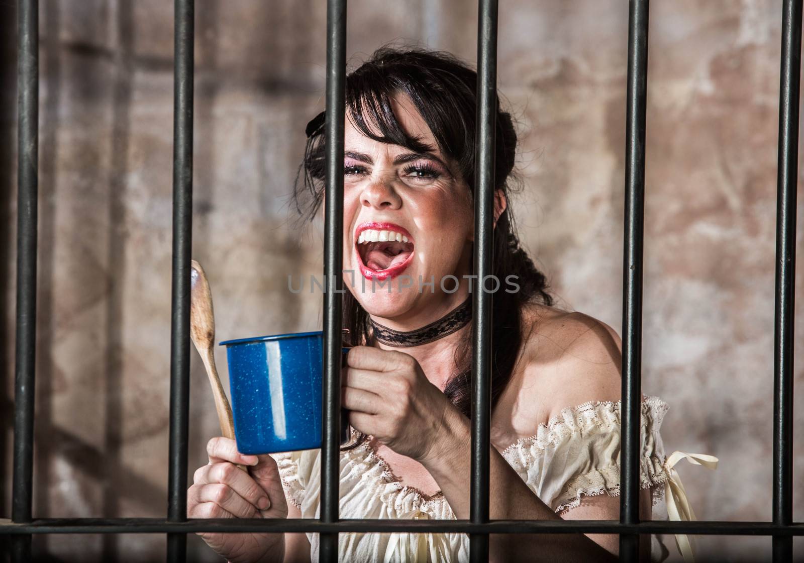 Portrait of a Screaming Female Prisoner in the Old West