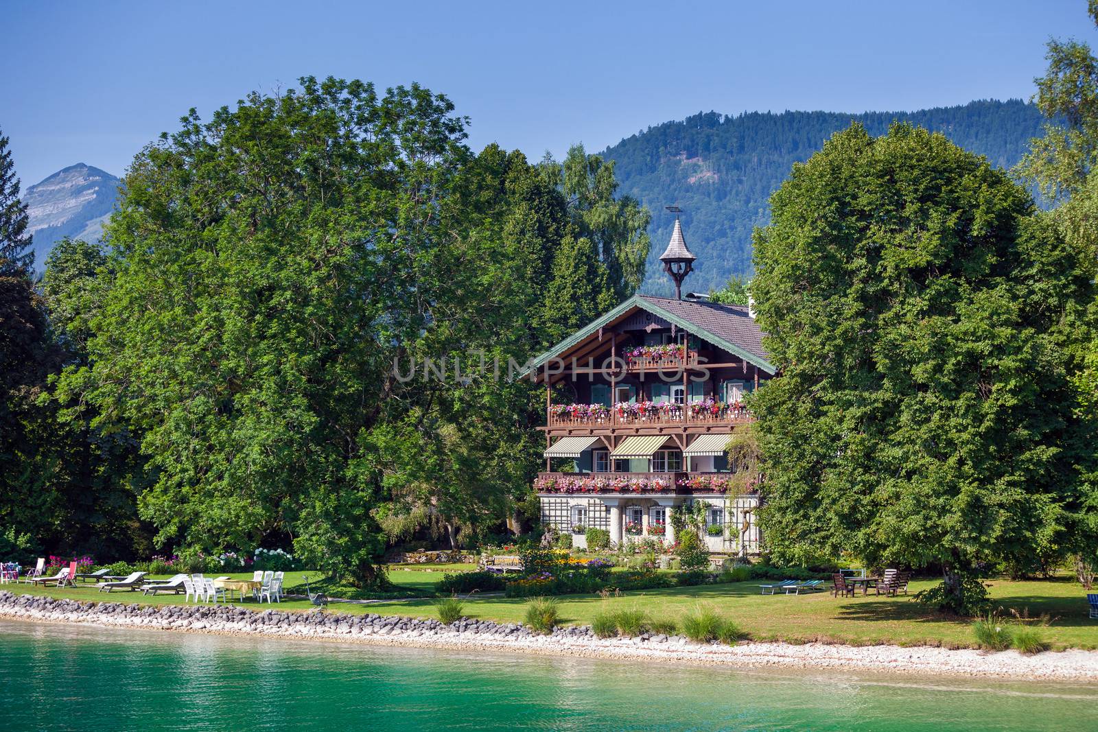 Typical Guests House on Wolfgang See lake shore, Austria