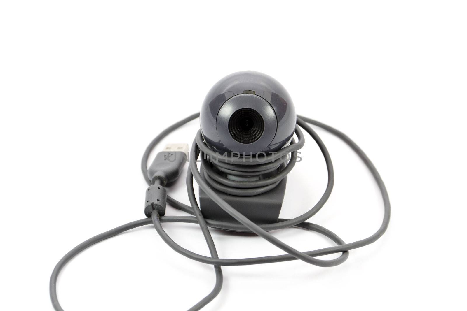 Black Webcam with Cable on white background