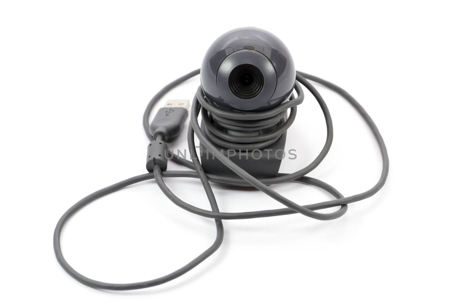 Black Webcam with Cable on white background