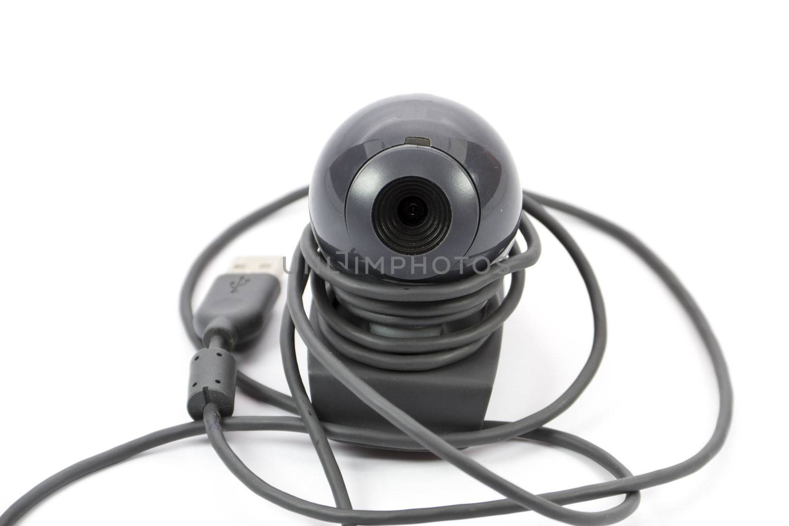 Black Webcam with Cable on white background