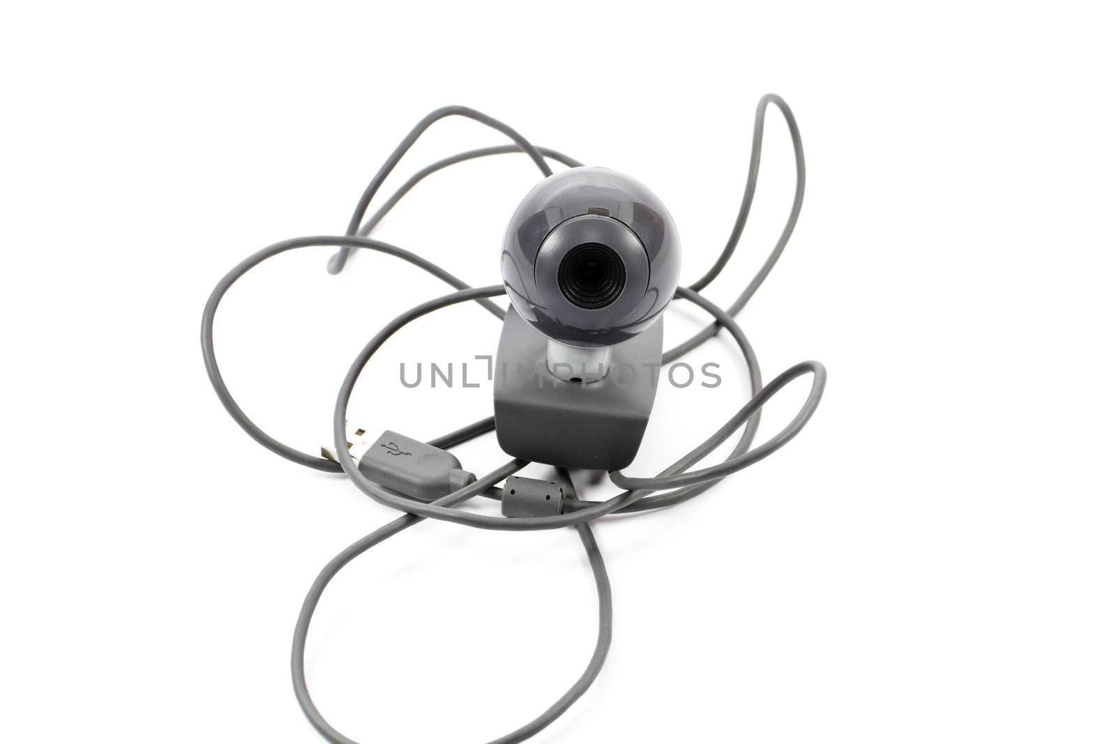 Black Webcam with Cable on white background