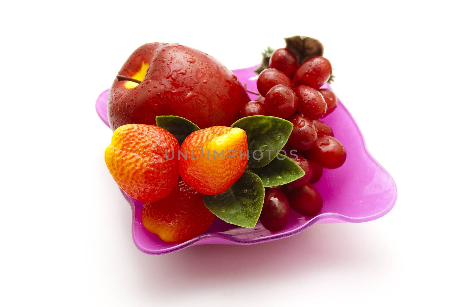 Plastic Fruits in Glass Bowl