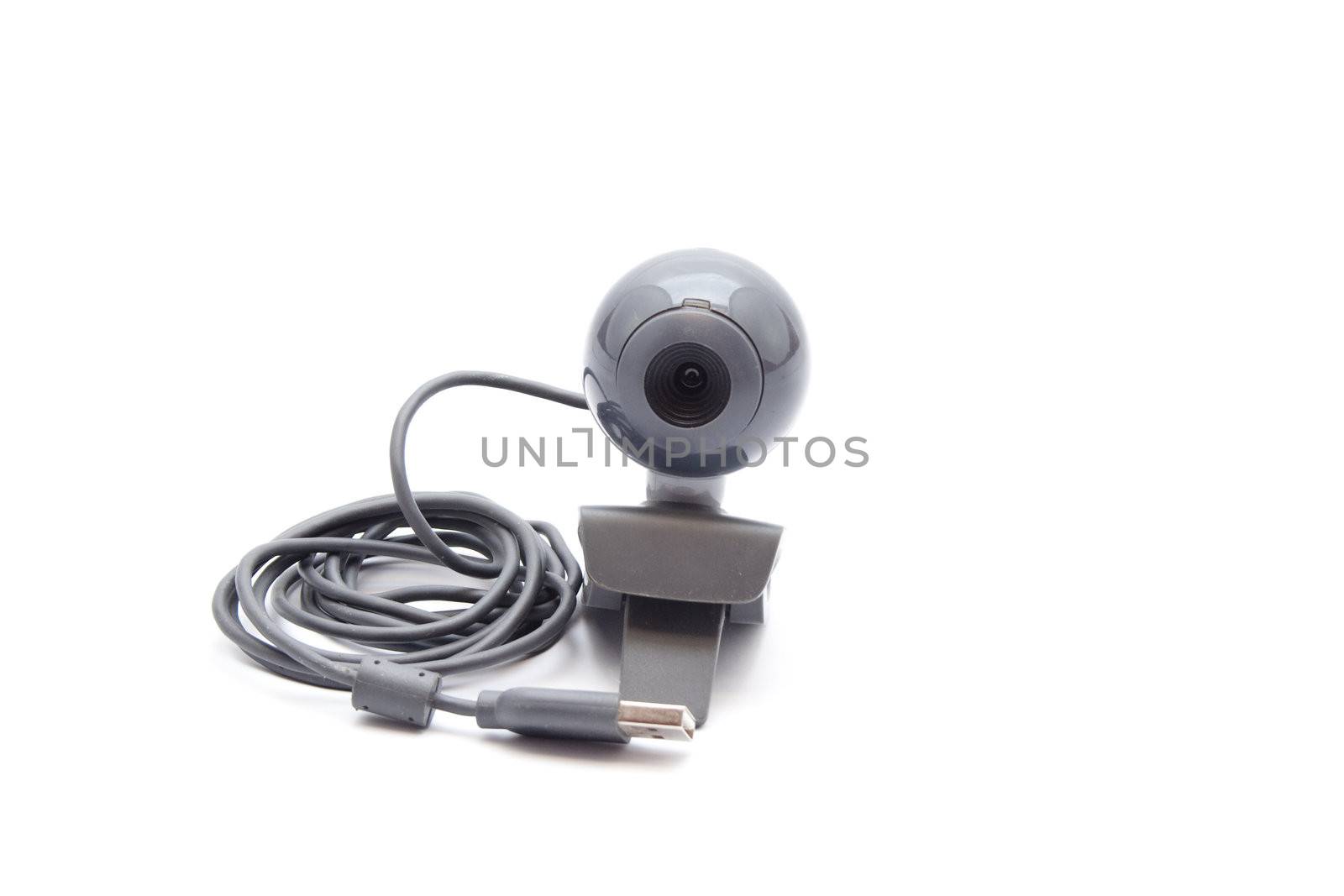 Black Webcam with Cable  on white background