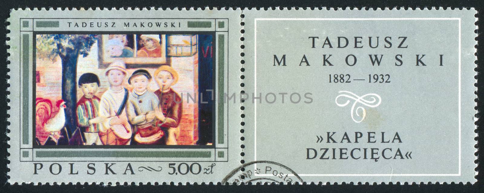 POLAND - CIRCA 1968: stamp printed by Poland, shows Children Band, by Tadeusz Makowski, circa 1968