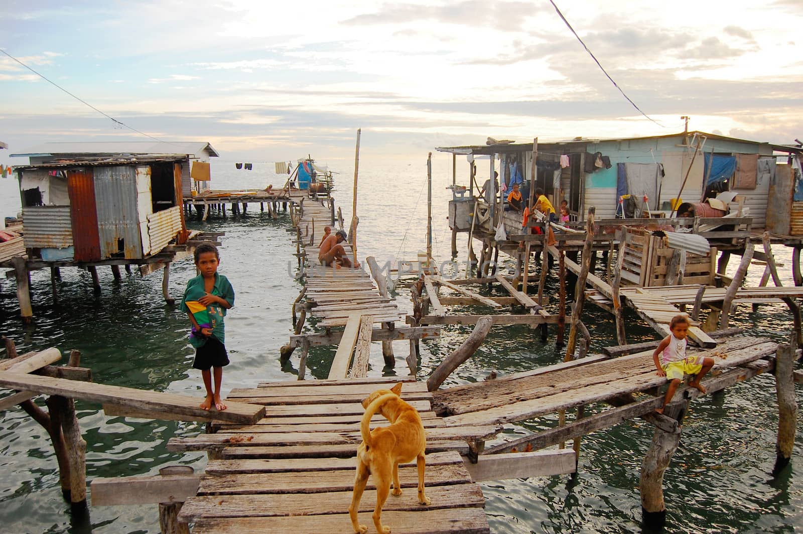 Village at sea coast, Papua New Guinea