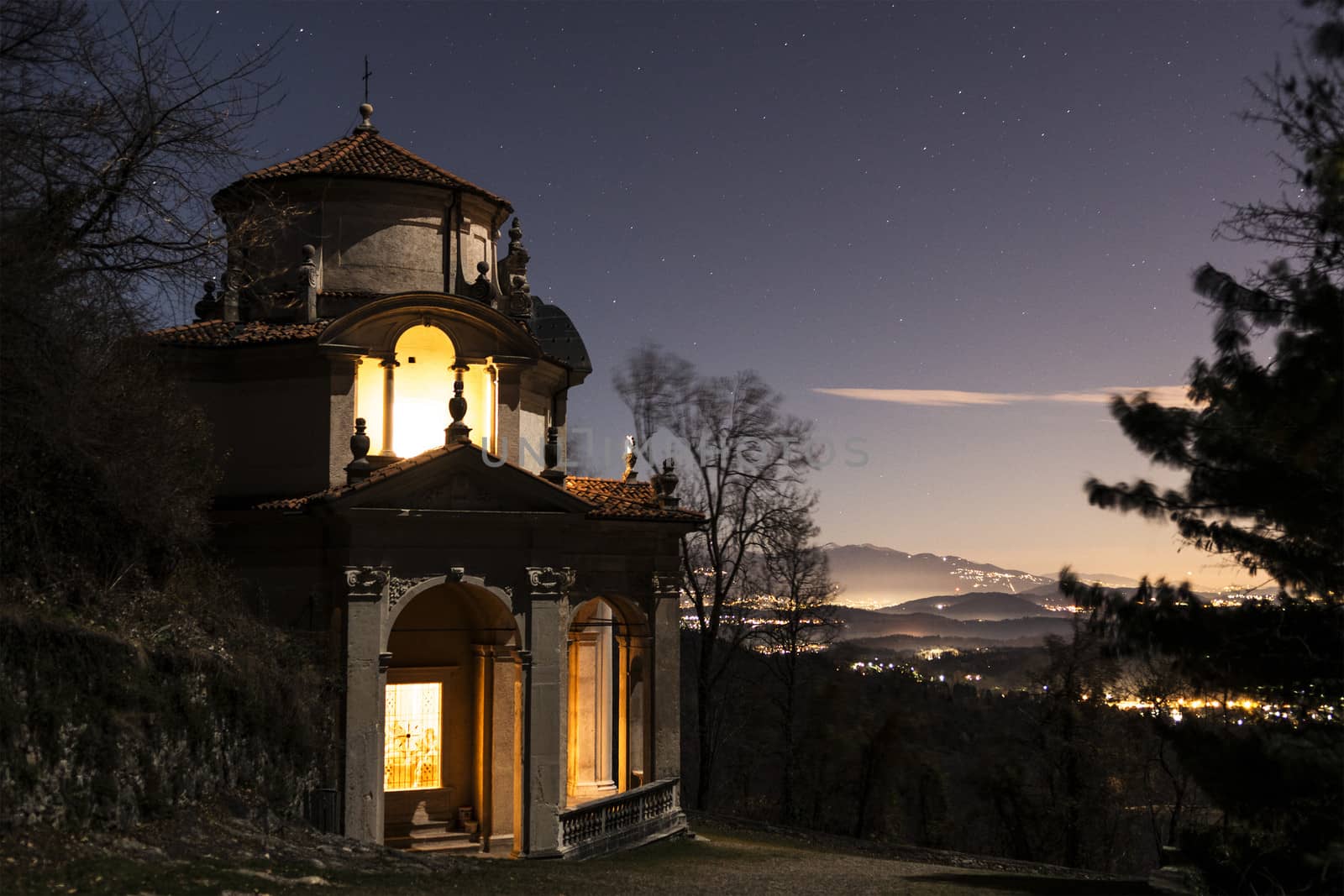Fifth Chapel on the Sacred Way in a windy winter night, Varese