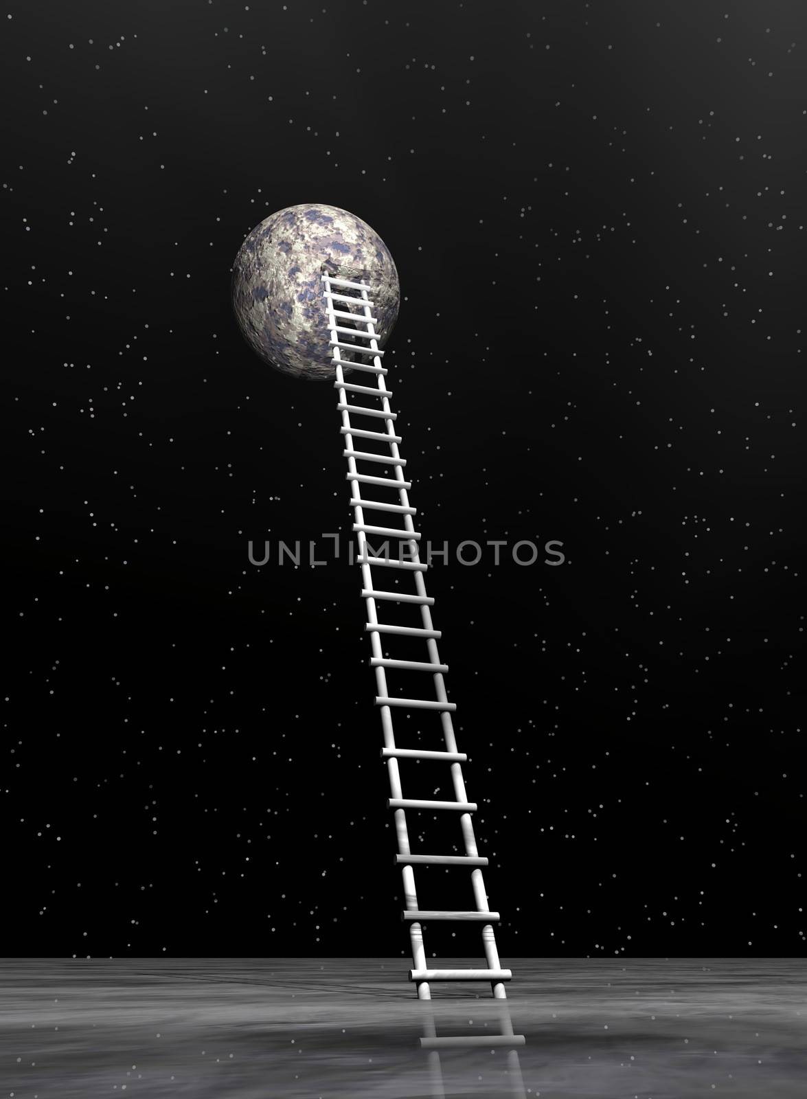 Ladder to the moon - 3D render by Elenaphotos21