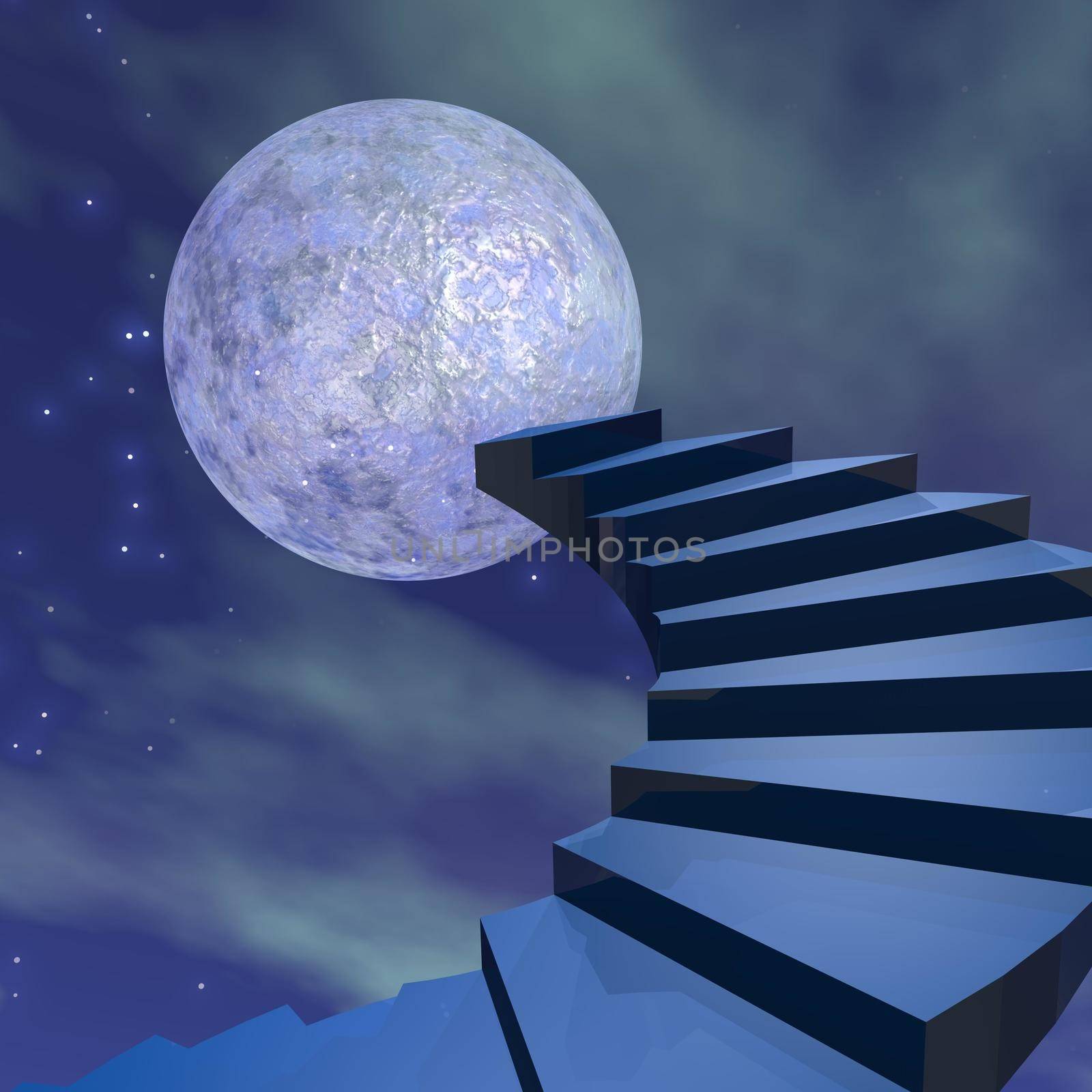 Stairs to the moon - 3D render by Elenaphotos21