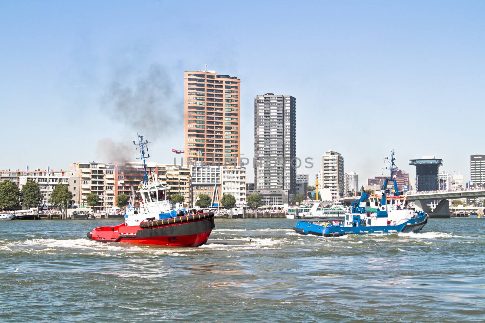Tugboats in Rotterdam harbor in the Netherlands