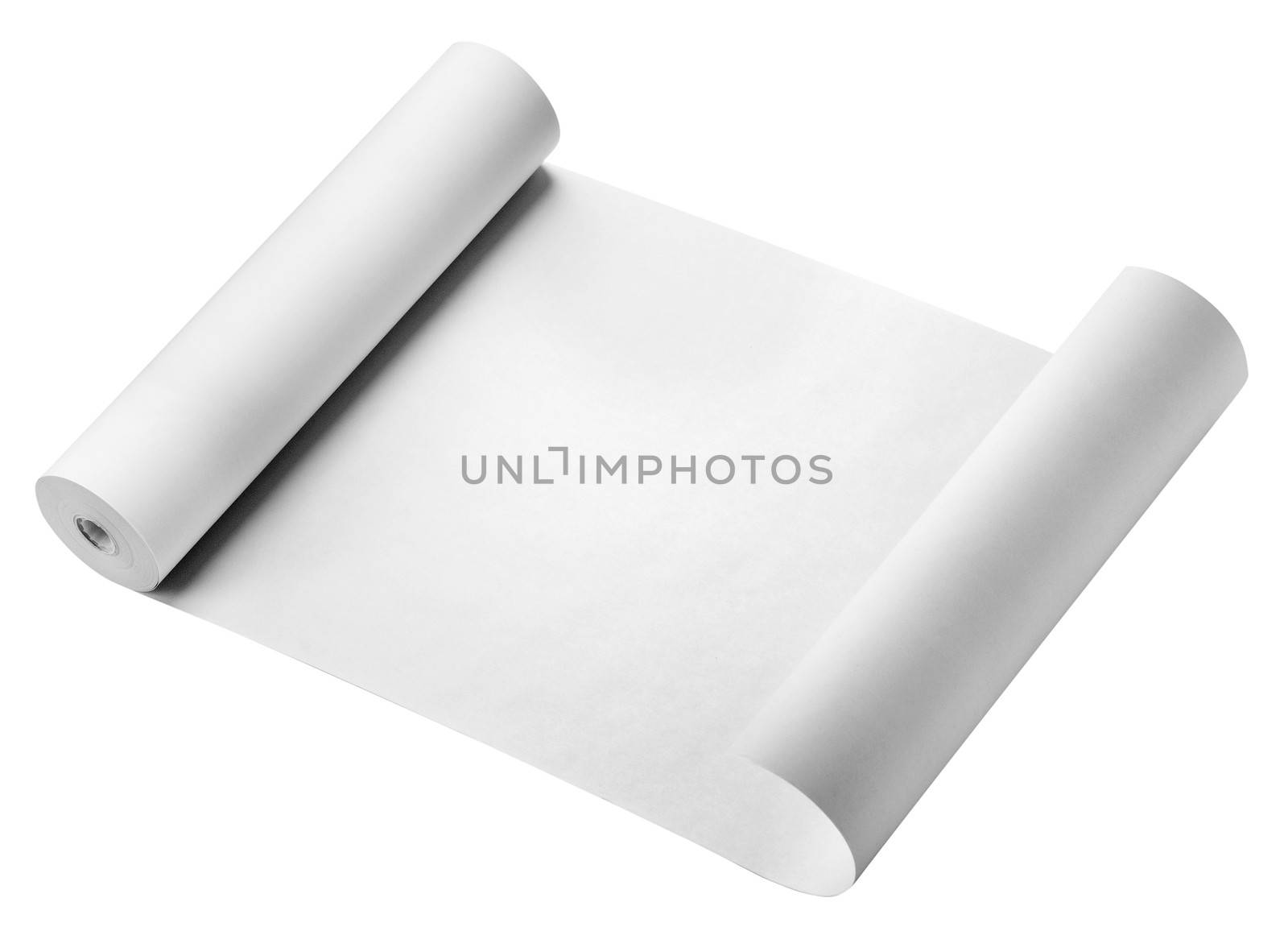 Roll of thermal fax paper, isolated on white