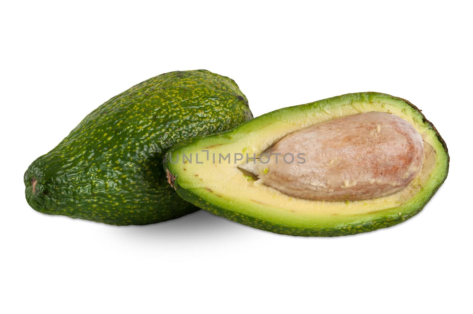 Fresh avocado isolated on white background with clipping path