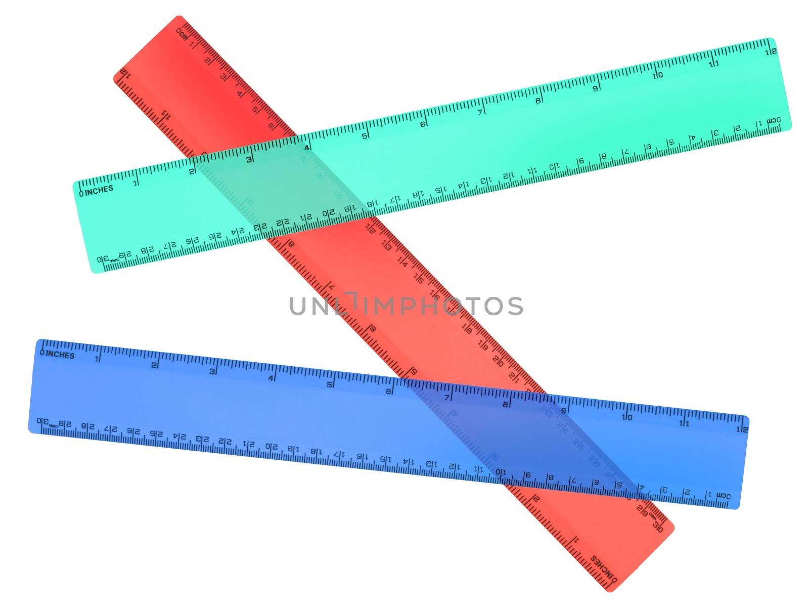 Rulers isolated against a plainwhite background