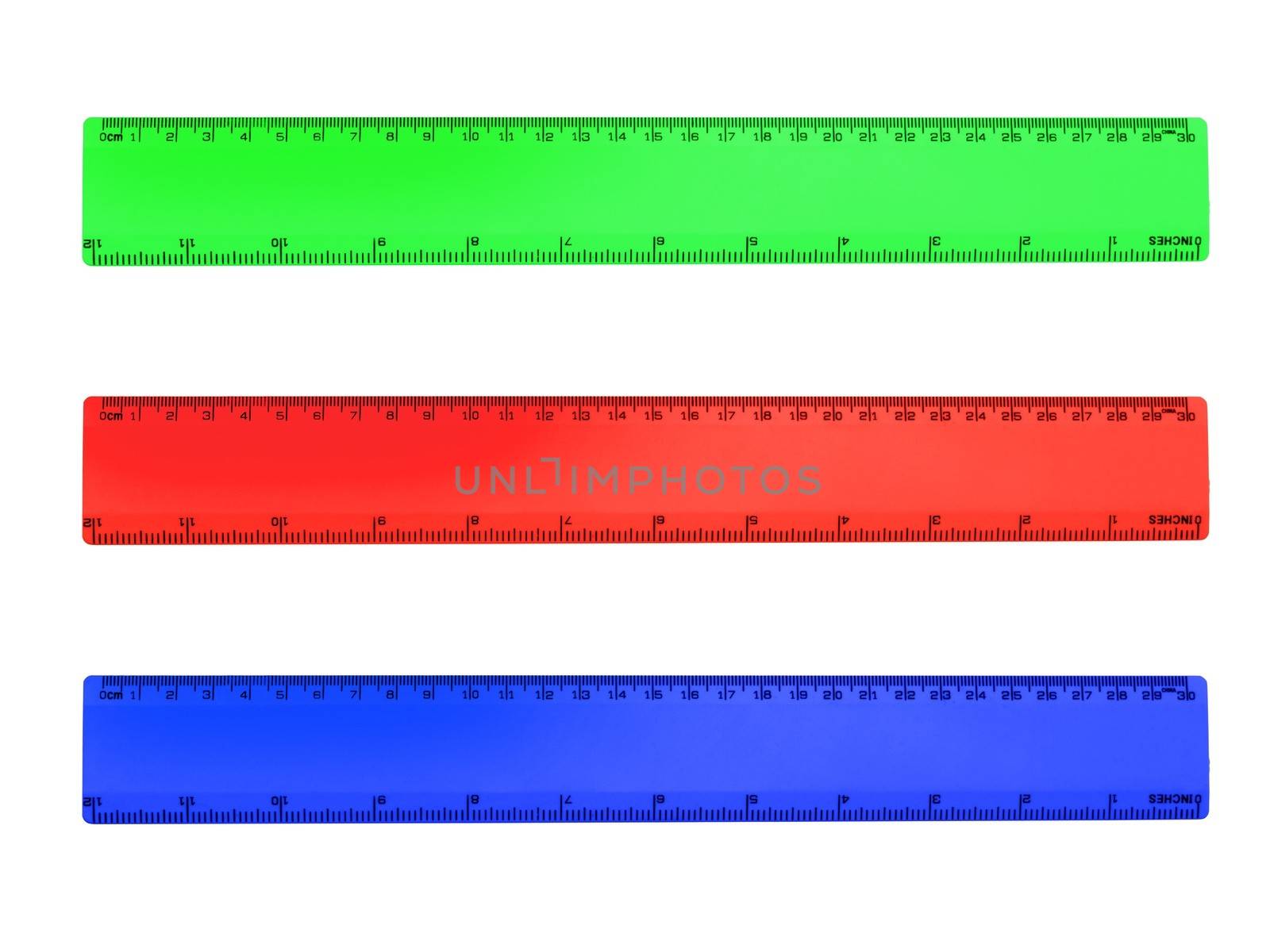 Rulers isolated against a plainwhite background