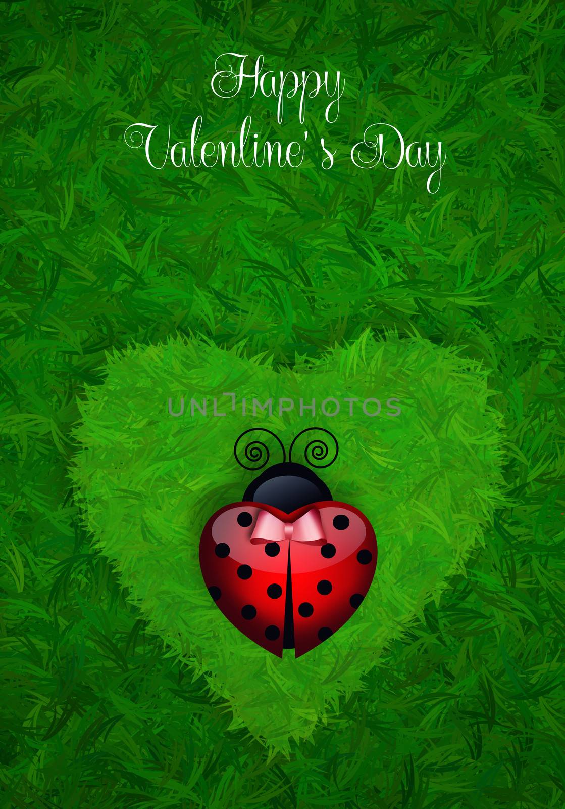 ladybug on heart or grass by sognolucido