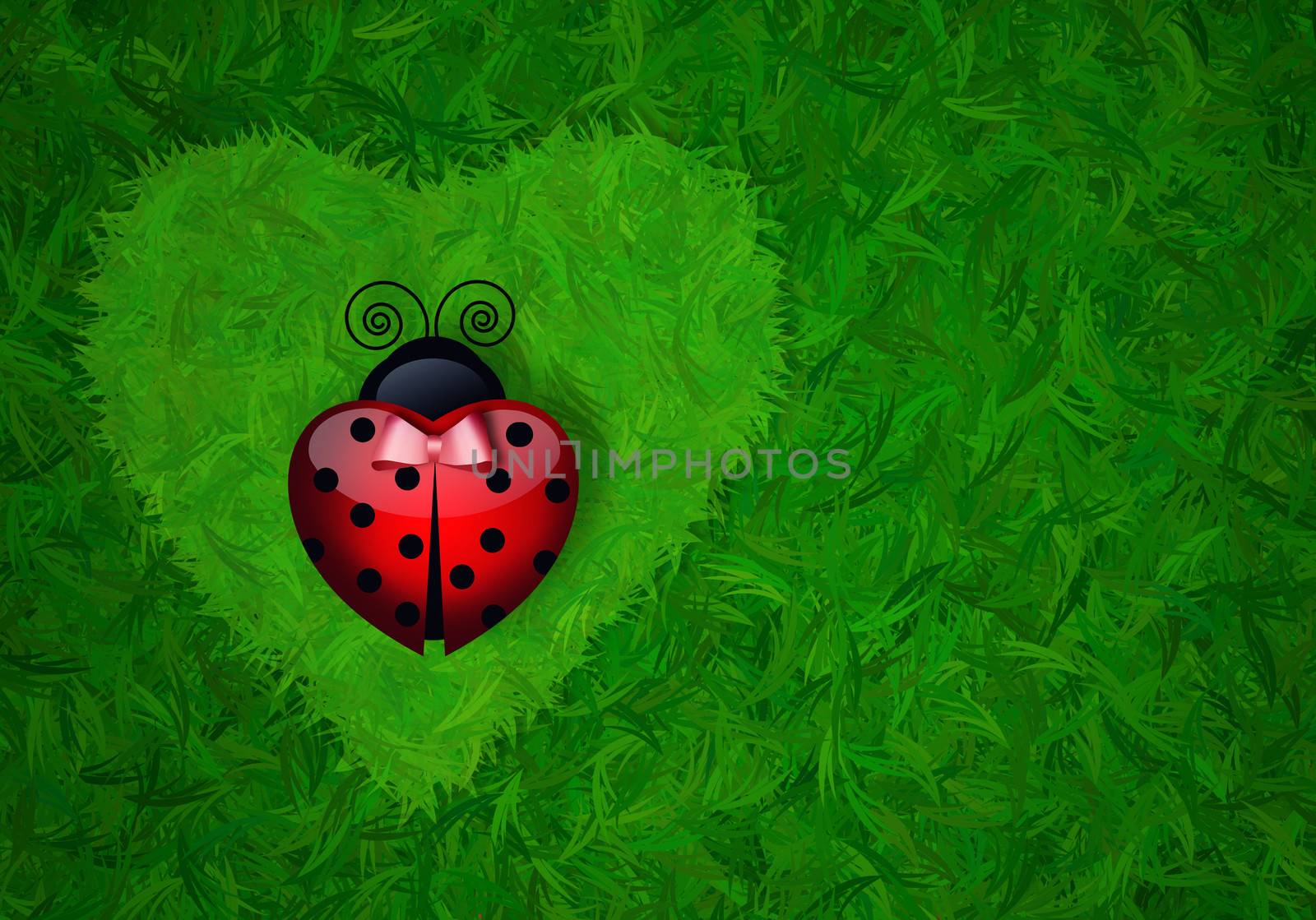 ladybug on heart of grass by sognolucido