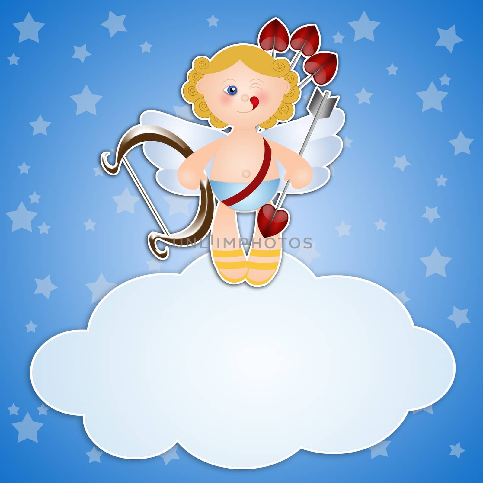 Cupid on cloud for Valentine's Day