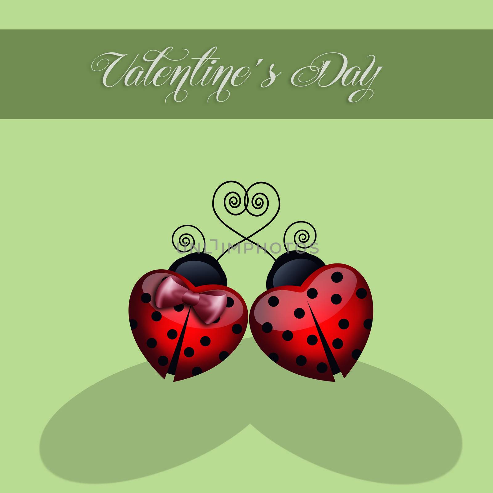 Ladybugs in love with heart for Valentine's Day