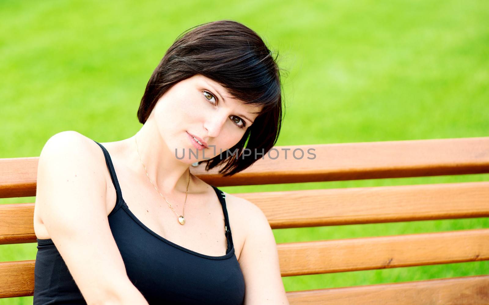 portrait of a beautiful brunette waiting