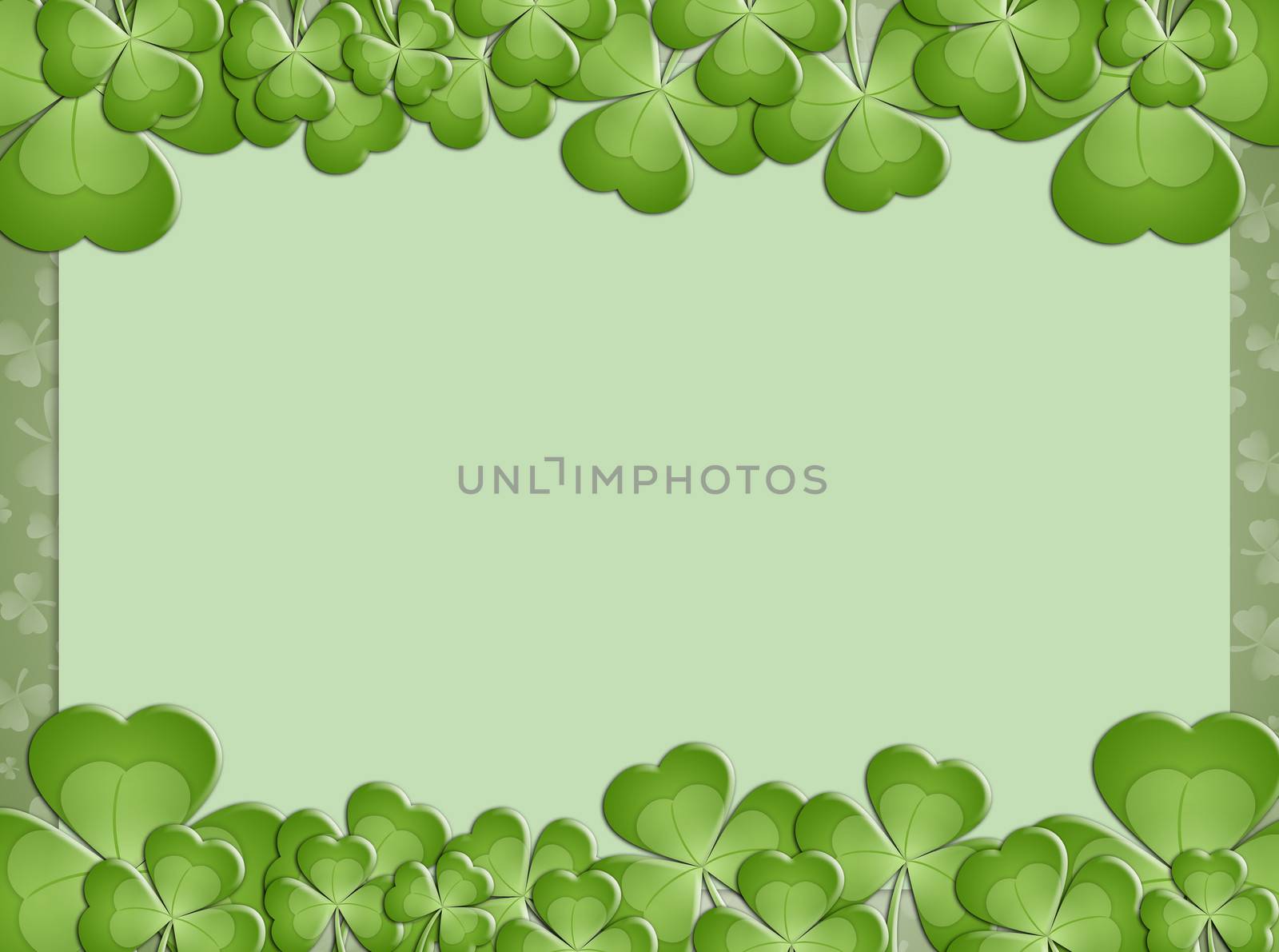 St. Patrick's Day on green background with clovers