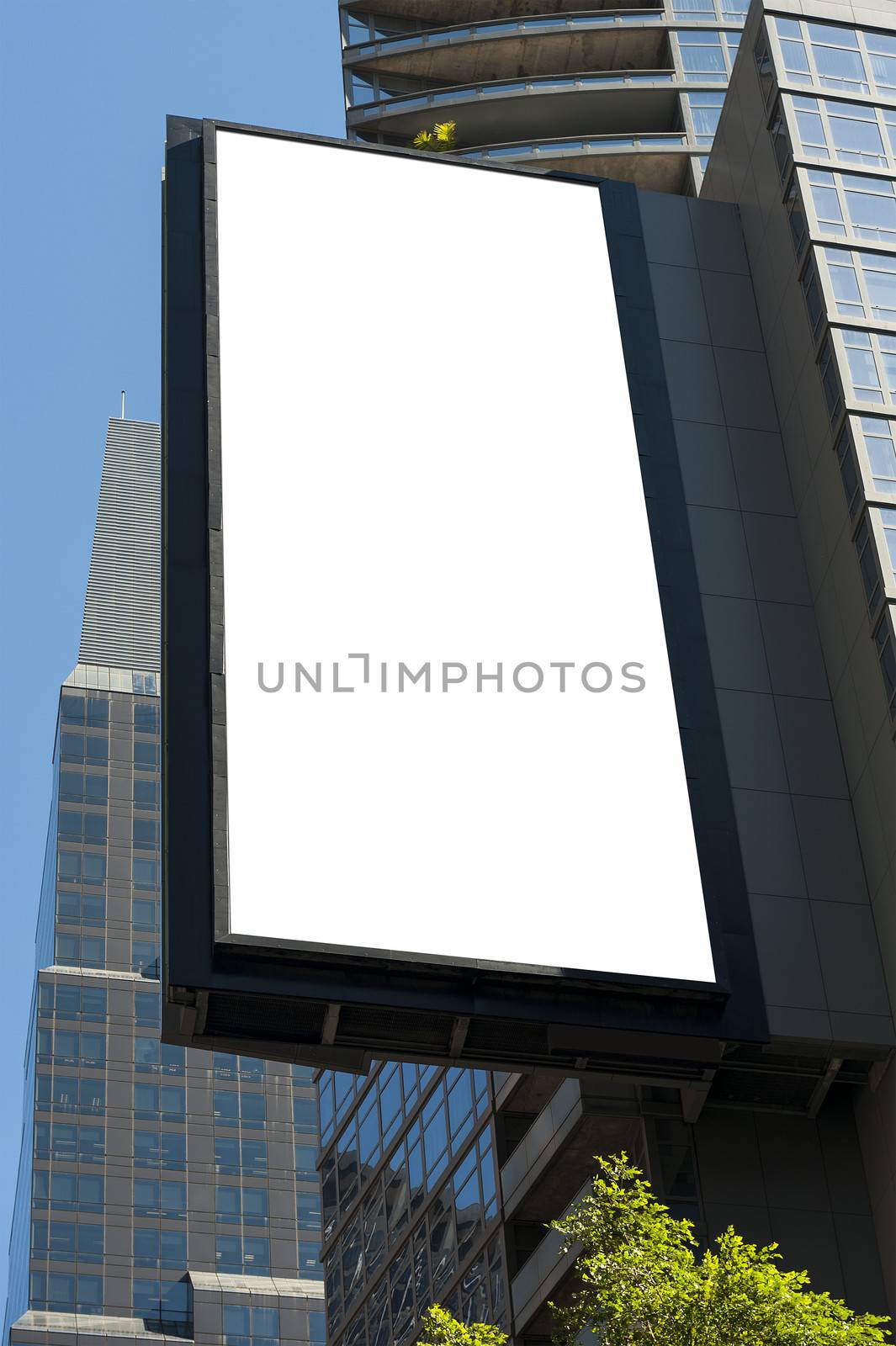 A vertical blank urban billboard with copy space