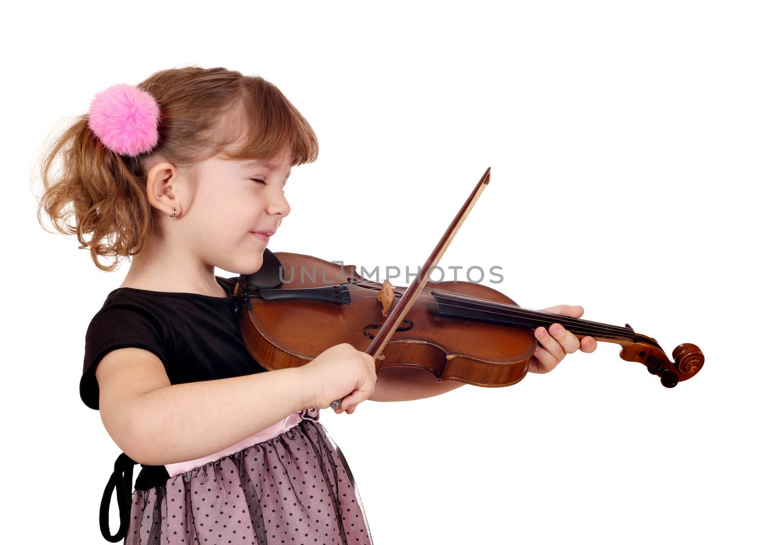 little girl enjoy while playing the violin  by goce