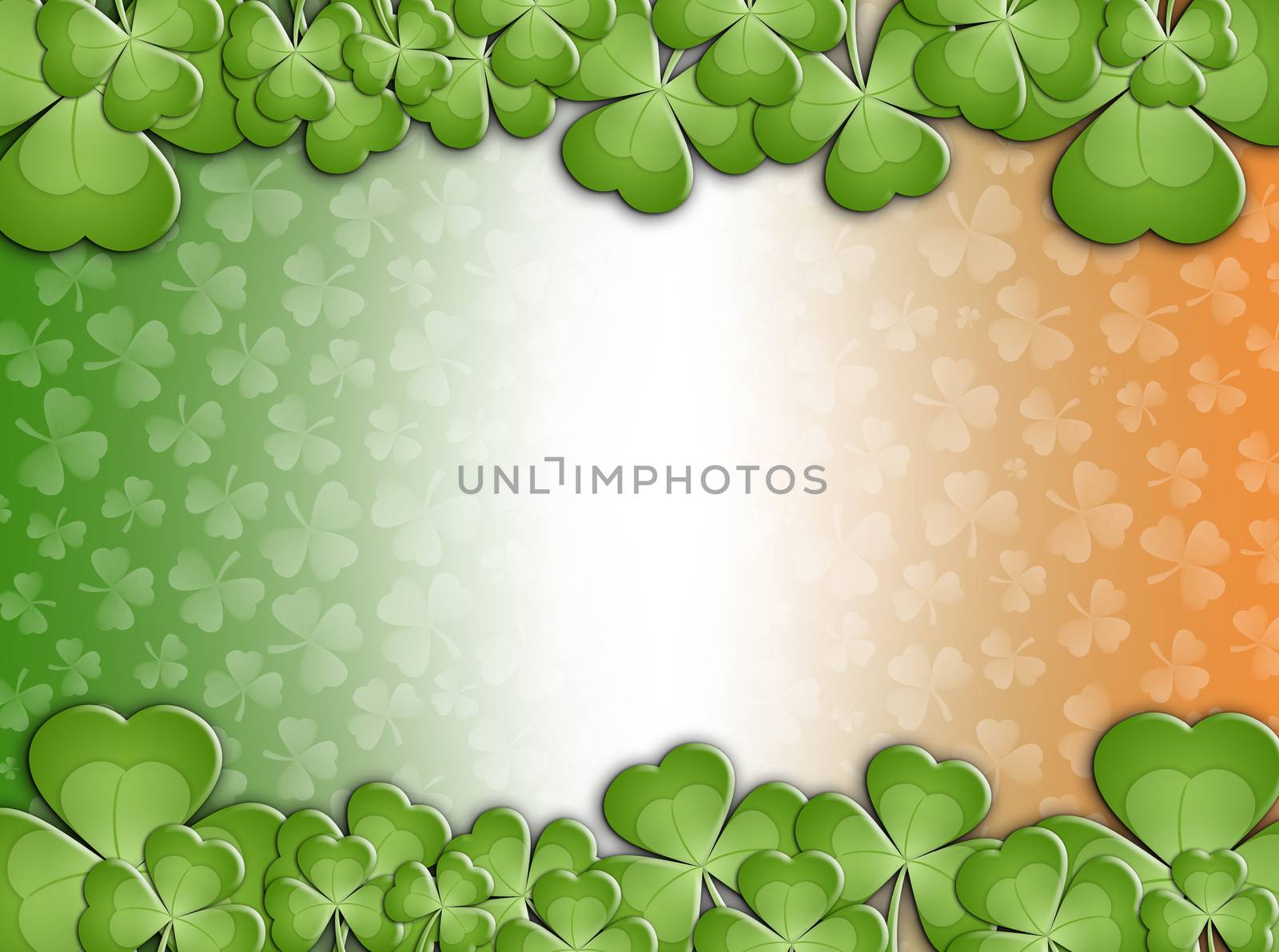 St. Patrick's Day on green background with clovers