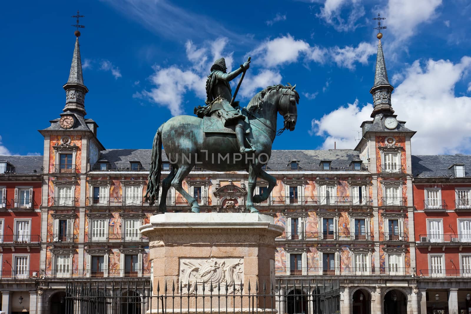 Statue of King Philips III on Plaza Mayor, Madrid, Spain