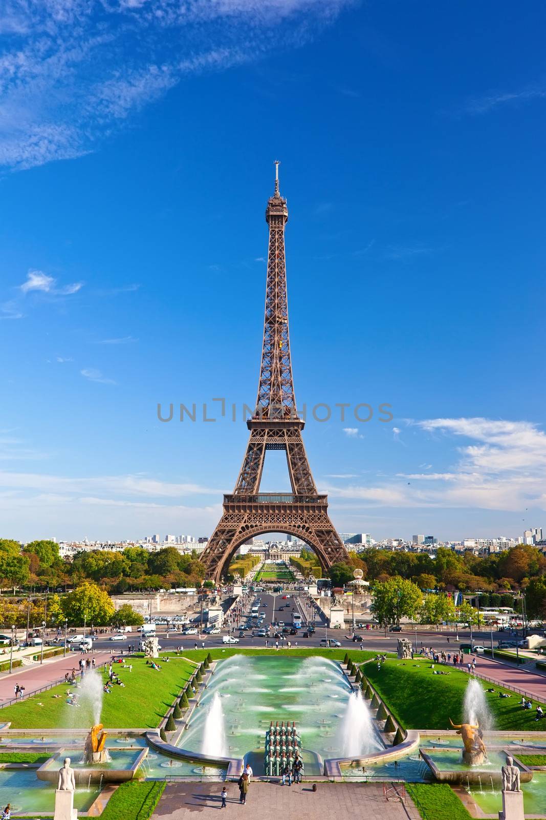 Beautiful view of famous Eiffel Tower in Paris, France