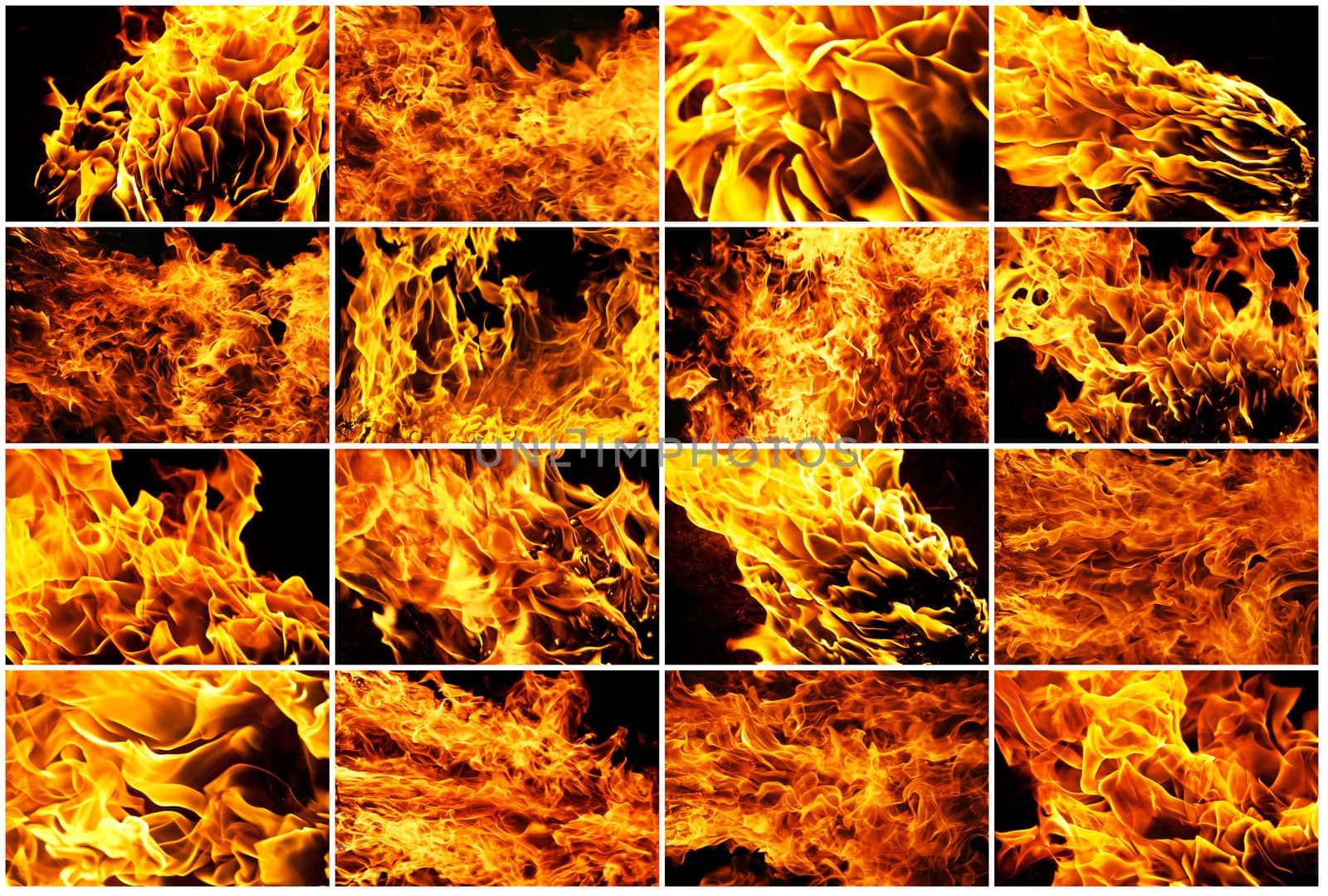 Beautiful yellow and orange hot fire on black background