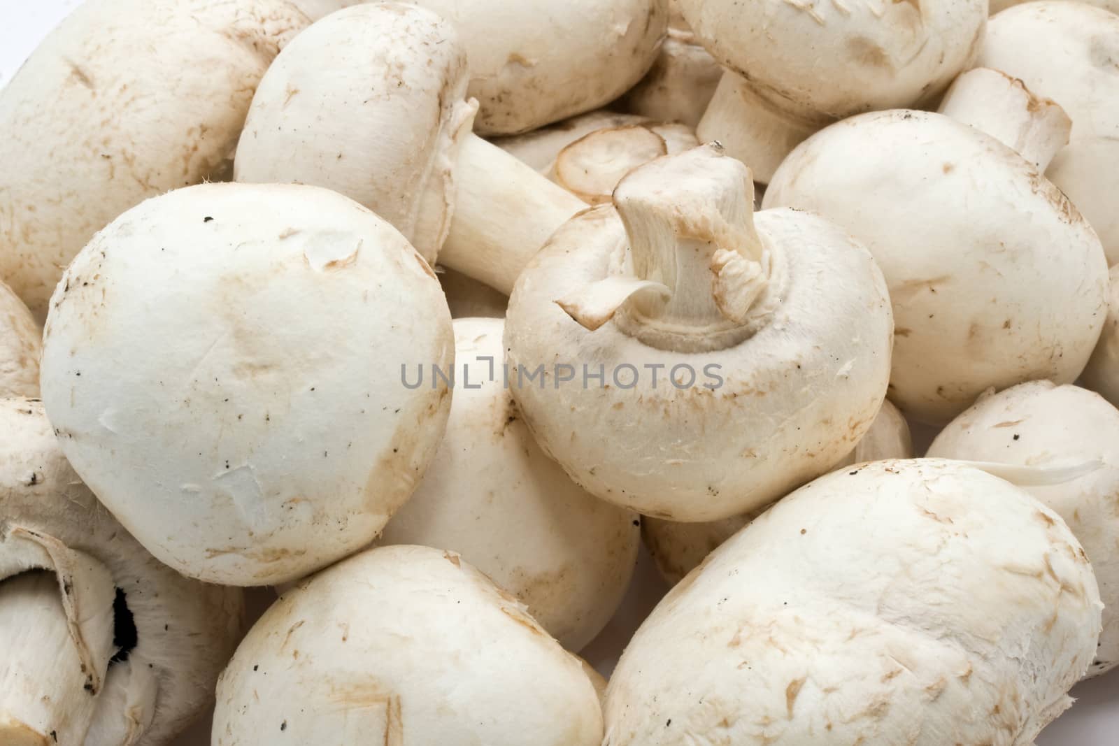 Champignon mushrooms making raw food pattern background