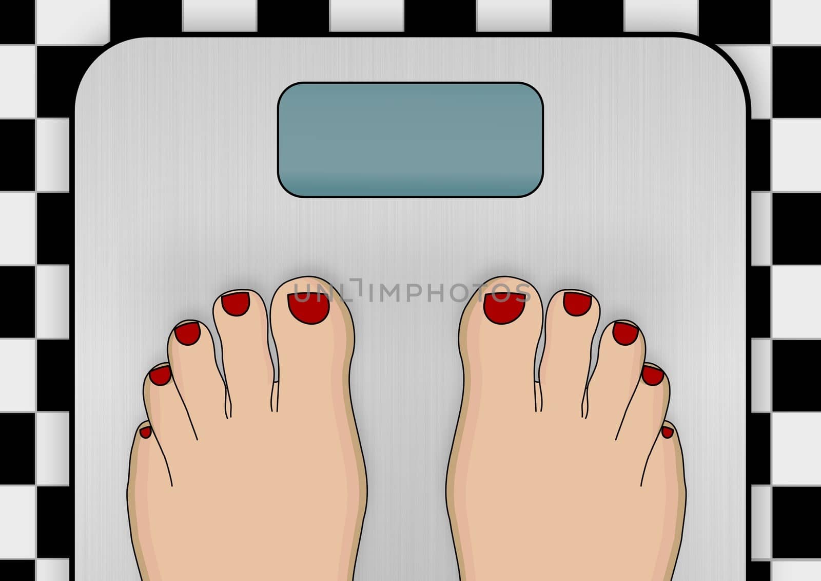 Illustration of a pair of feet standing on weighing scales