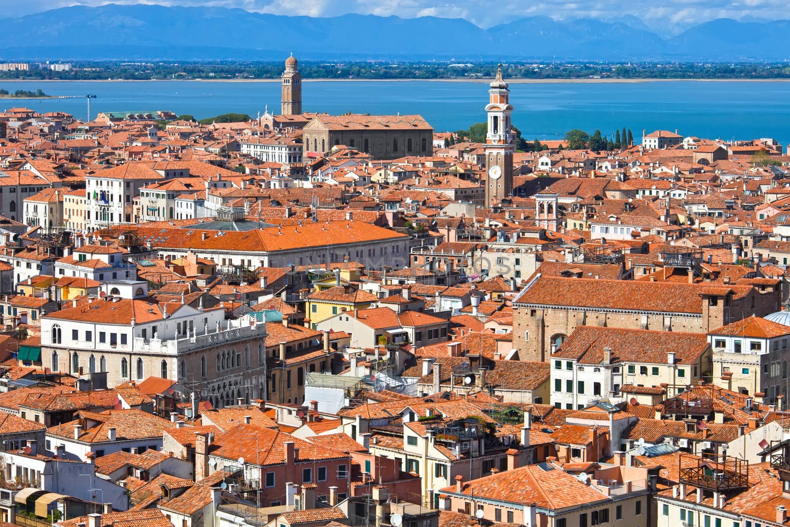 Panoramic view of Venice from San Marco bell tower, Italy