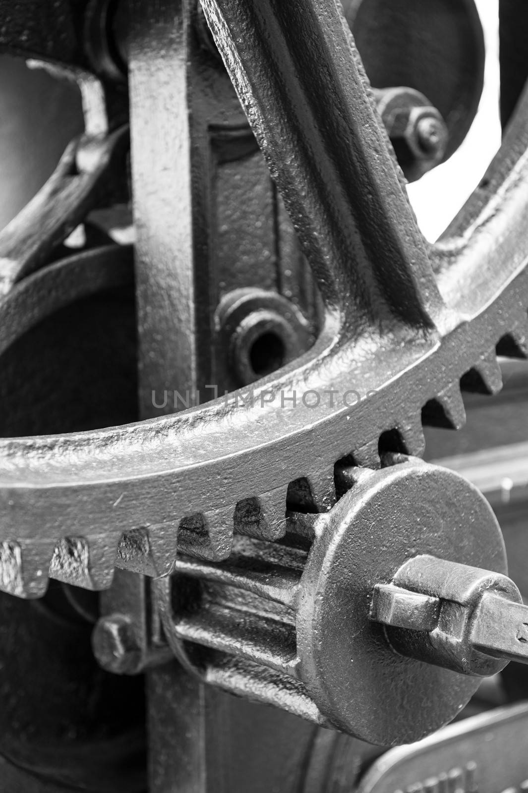 Close up view of gears from old mechanism