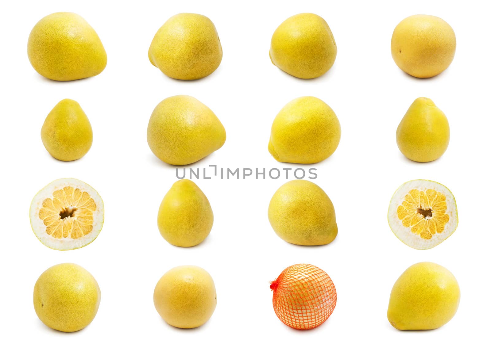 Collection of fresh pomelo fruit  isolated on white background