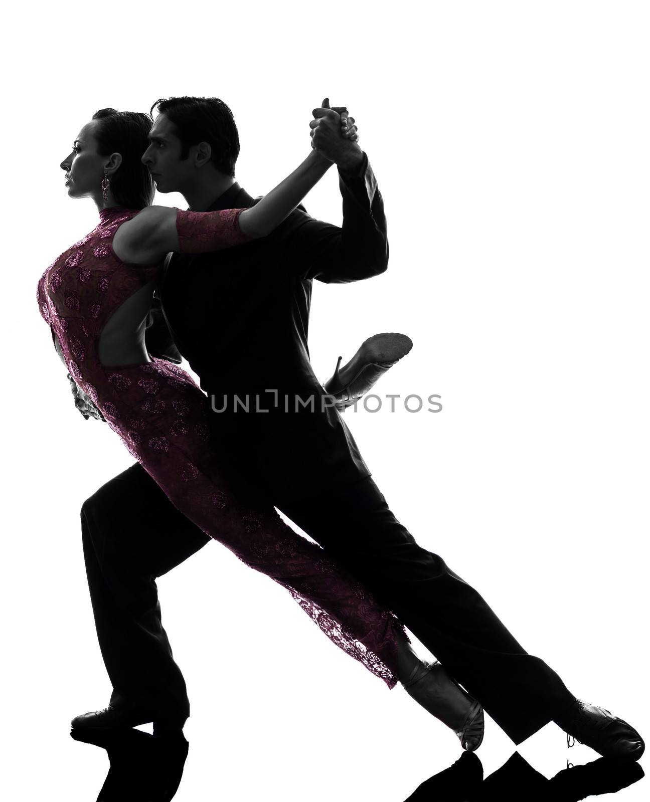 couple man woman ballroom dancers tangoing  silhouette by PIXSTILL
