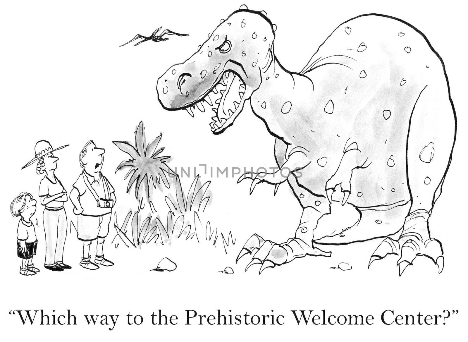 "Which way to the Prehistoric Welcome Center?"