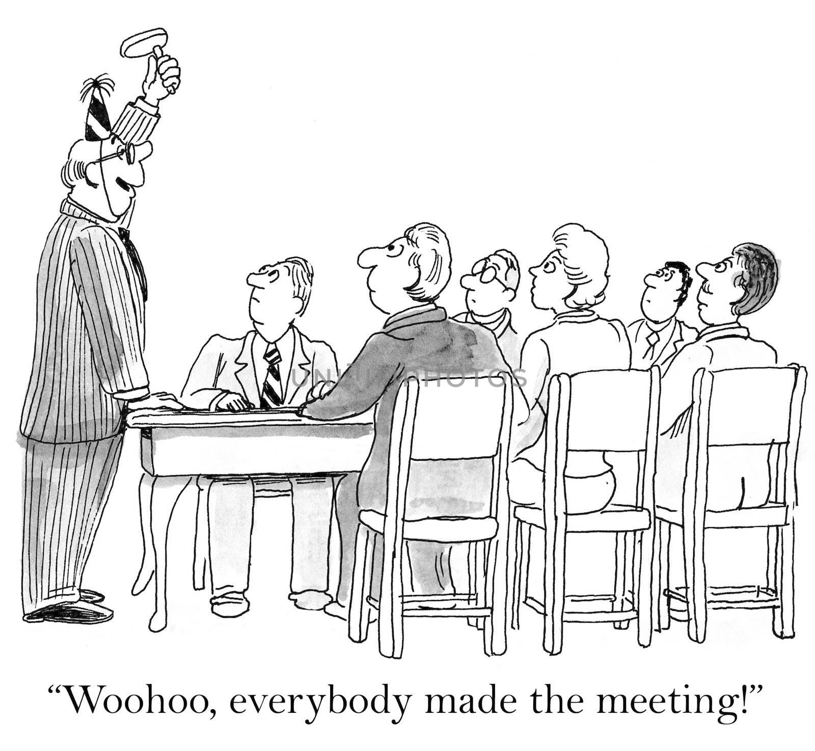 "Woohoo, everybody made the meeting".