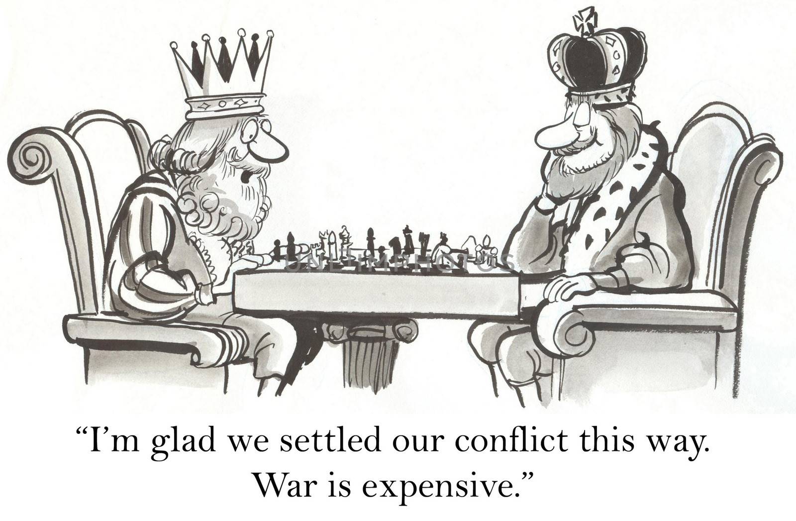 "I'm glad we settled our conflict this way.  War is expensive."